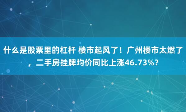 什么是股票里的杠杆 楼市起风了！广州楼市太燃了，二手房挂牌均价同比上涨46.73%？